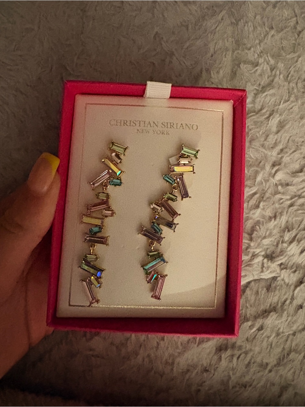 Christian Siriano Multicolor Baguette Drop Earrings - Gold Tone